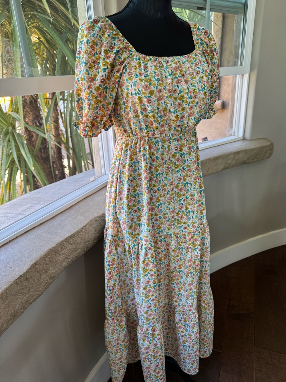 Hayden Los Angeles Floral Square-Neck Puff Sleeve Dress Women’s Size Small - Picture 6 of 12